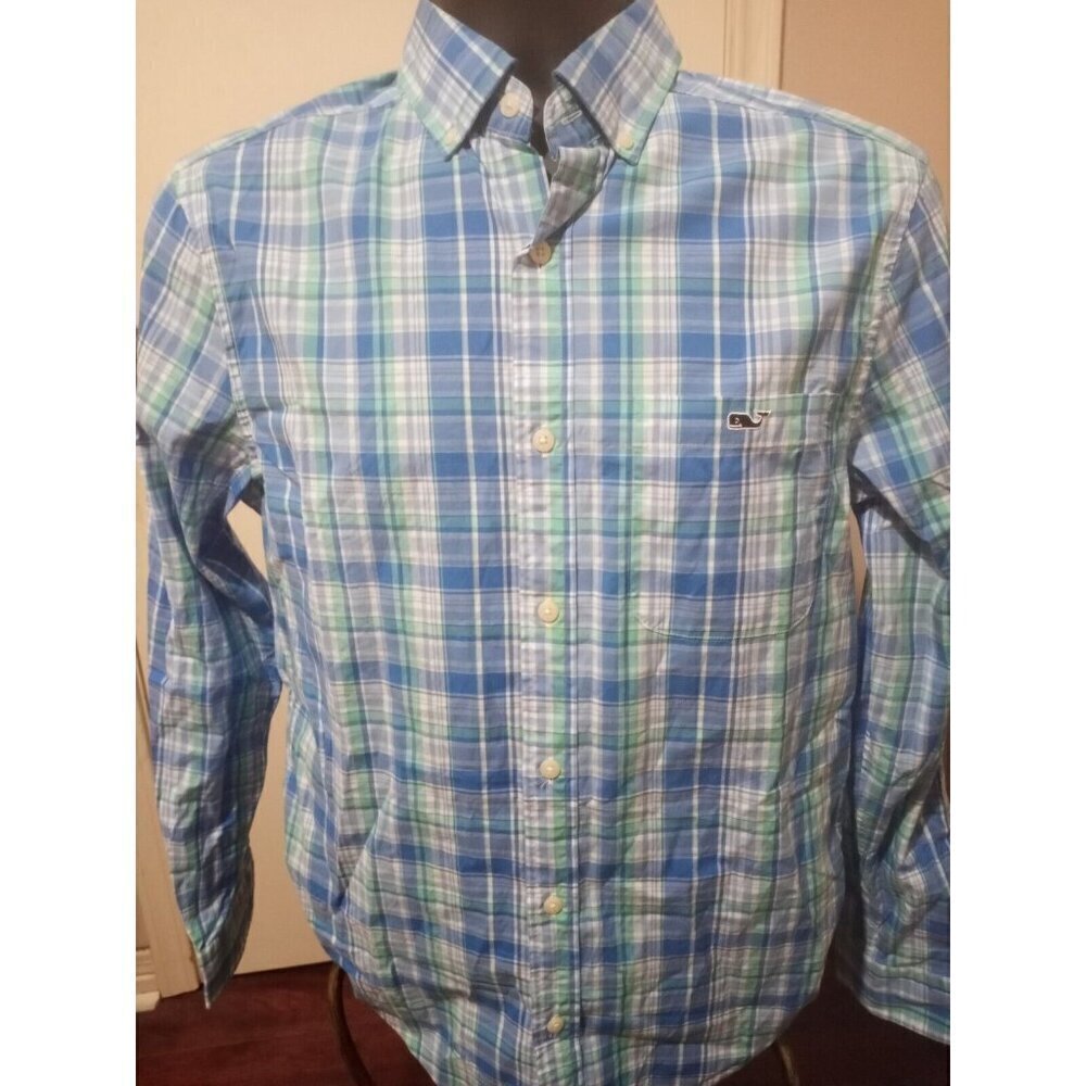 Vineyard Vines Classic Fit Tucker Shirt Mens XS Blue Plaid Long Sleeve